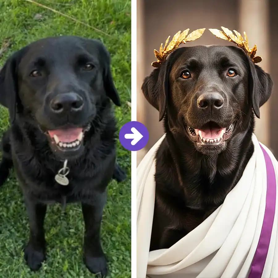 Hund als römischer Senator – Pawdraw AI Portrait